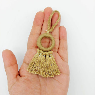 Set of 2 Brown Hoop Tassels, Indian Tassels, Boho Chic Tassels